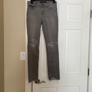 J Brand Mid Rise Rail Fitted Skinny Distressed Denim Jeans Cliche Gray Sz 26